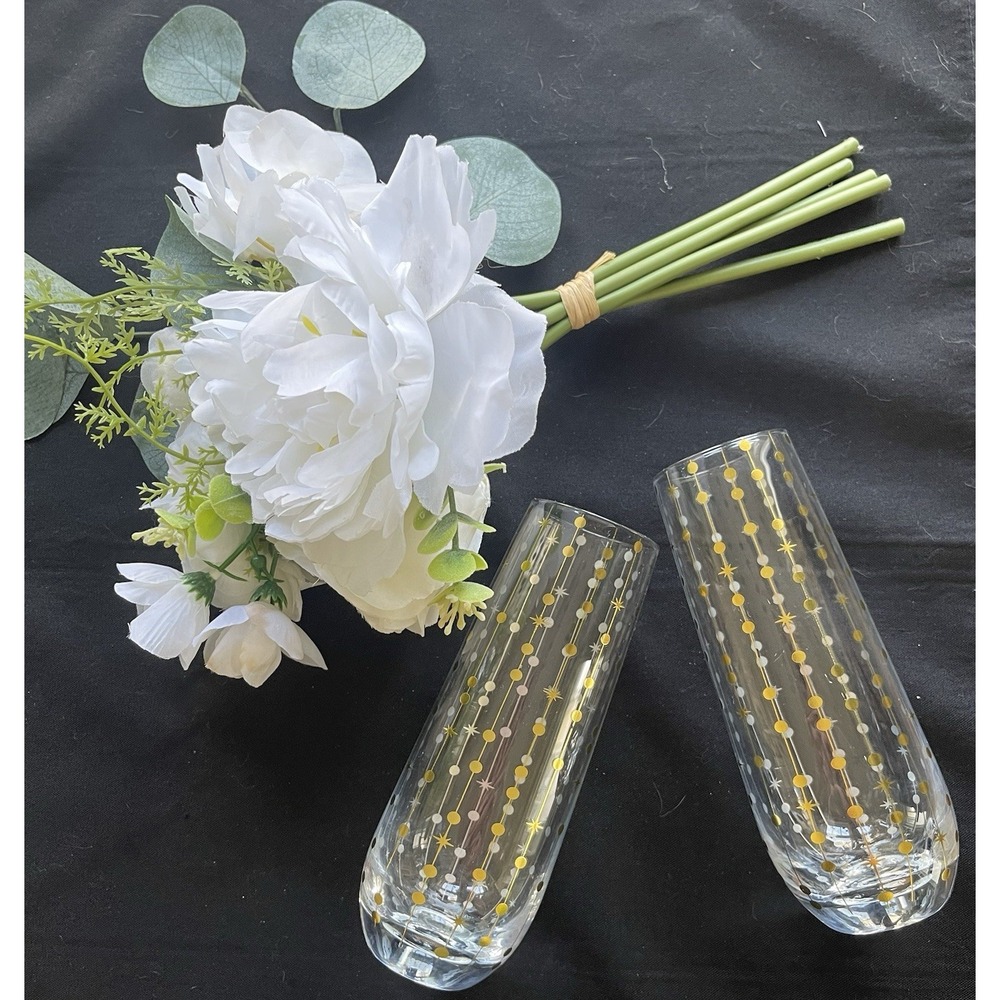 VTG-Inspired Stemless Champagne Flutes Wedding Toast Bride Groom MCM Fab Fit Fun